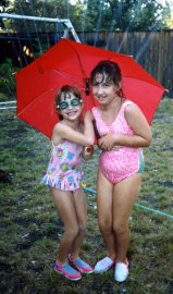 1991-08 Karin &amp; Teri in sprinklers